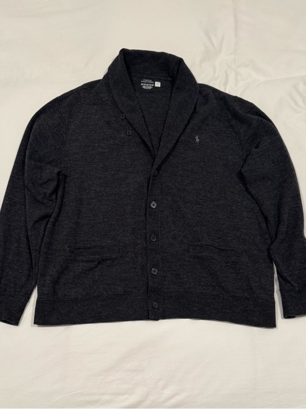 Polo by Ralph Lauren Men's Shawl Collar Button Cardigan - Charcoal